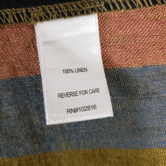 Garnet Hill 100% Linen Pull-On Mini Skirt Size XL Multi-Color Stripes Pockets - Picture 7 of 8